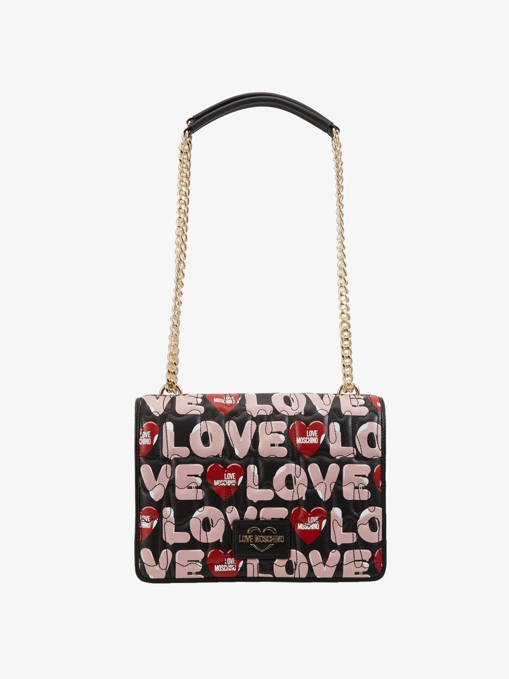 Love Moschino Black Crossbody with Pink & Red LOVE Print